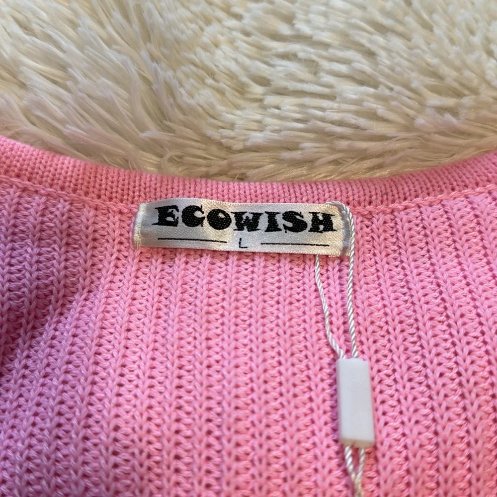 ECOWISH Rainbow 🌈 Block Striped Draped Open Front Cardigan L NWT - Picture 11 of 16